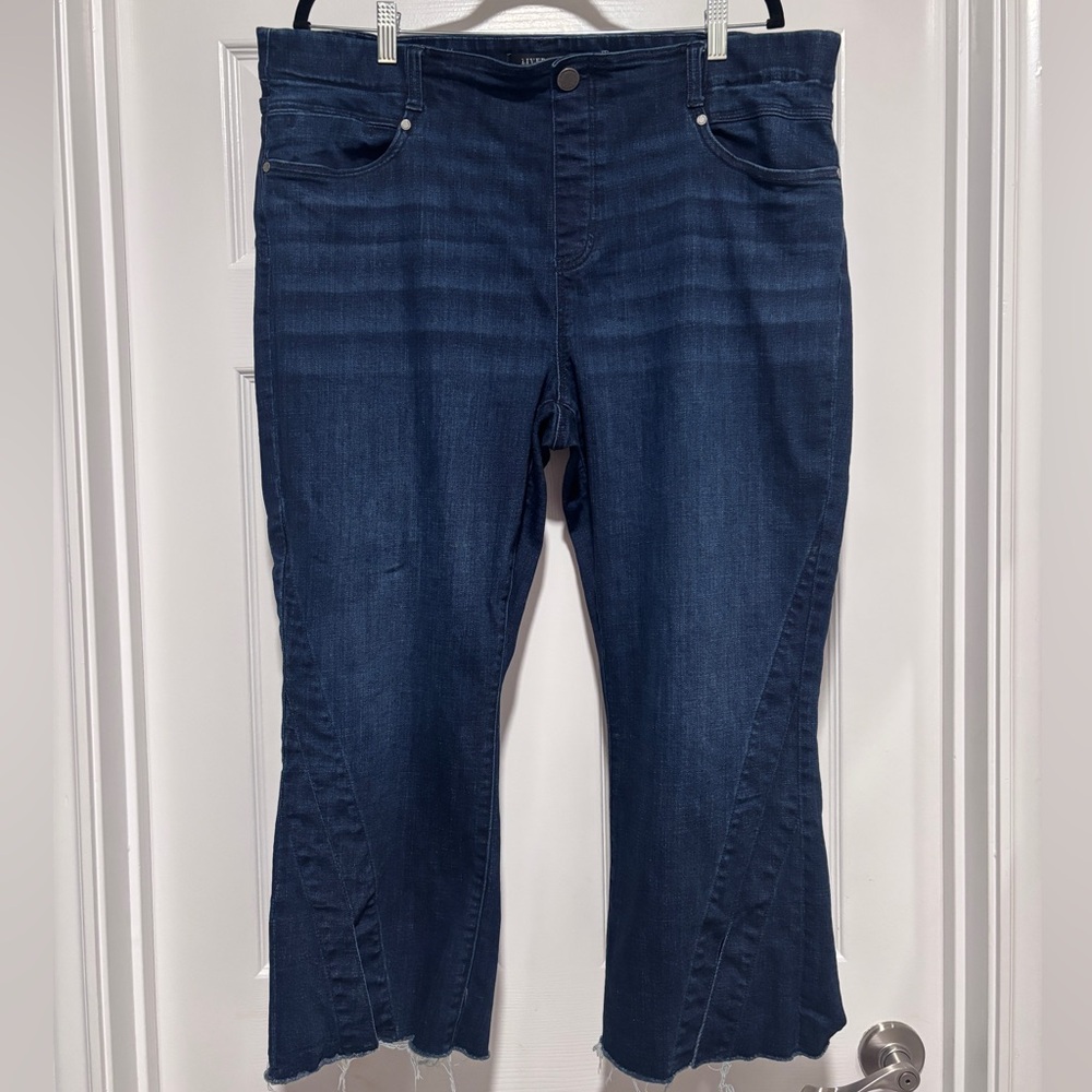 0101- Liverpool Los Angeles 20W Kick Flare Raw Hem Jeans Dark Wash Plus